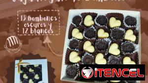 Caja de Regalo con 25 bombones blancos y oscuros