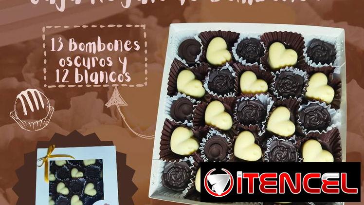 Caja de Regalo con 25 bombones blancos y oscuros
