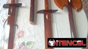 Artículos de artesanía, juego armas para Shango espada y hacha