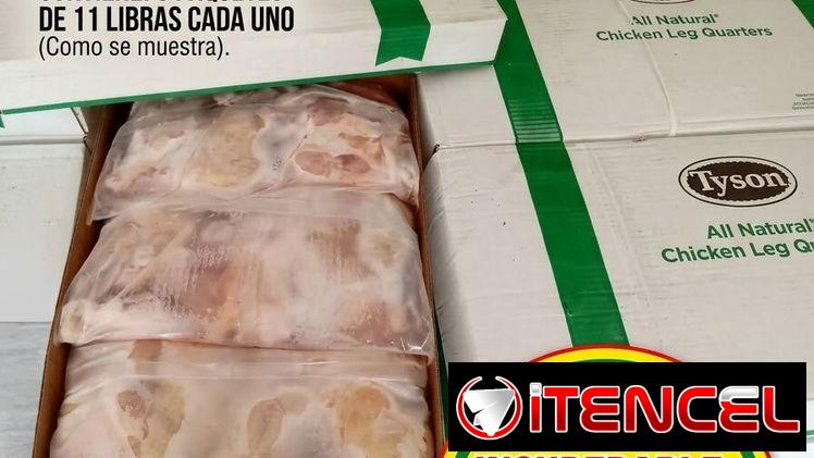 CAJA DE POLLO 33 LIBRAS MUSLO CONTRAMUSLO 3 PAQUETES DE 11 LIBRAS/ 35 USD