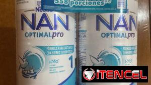 Leche Nan Optimal Pro Etapa 1. Fórmula infantil. Lata de 1.2 kg. Dos por 120 USD, una por 65 USD