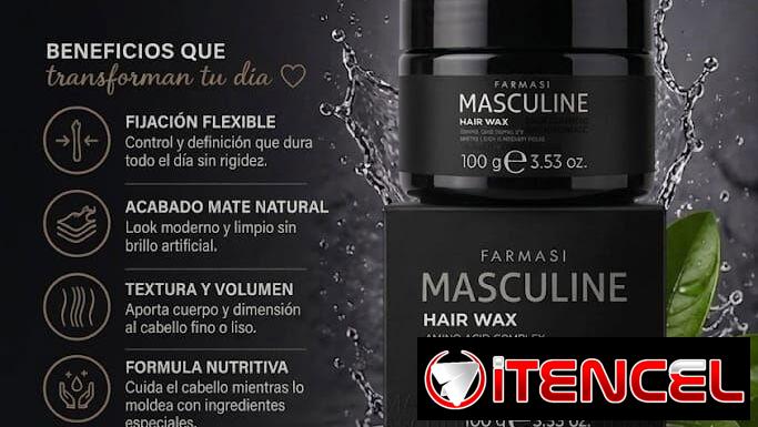 Cera capilar MASCULINE 100g (con arcilla, cera de abeja y aminoácidos) Acabado 100% mate y natural — foto 3