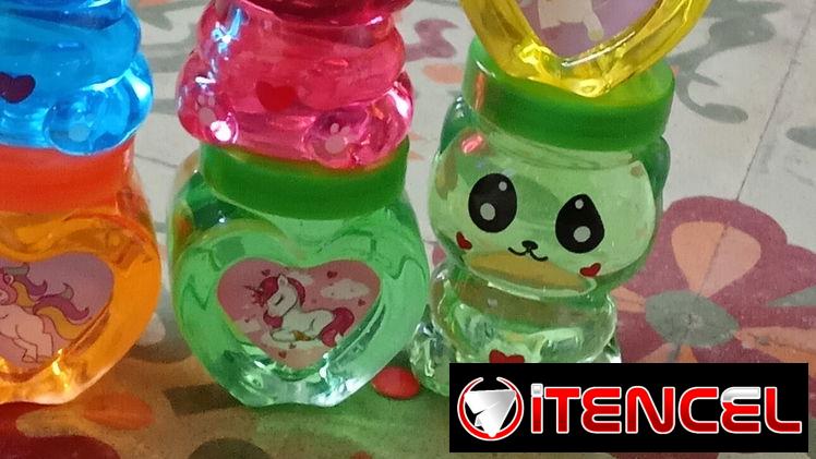 Slime con envase de osito y corazón, varios colores (JUGUETE)