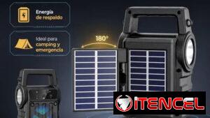🎶 BOCINAS BLUETOOTH 3” CON LINTERNA, CORREA Y PANEL SOLAR 🔊
