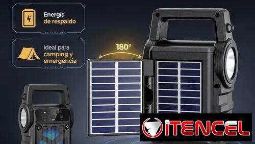 🎶 BOCINAS BLUETOOTH 3” CON LINTERNA, CORREA Y PANEL SOLAR 🔊 — foto 1