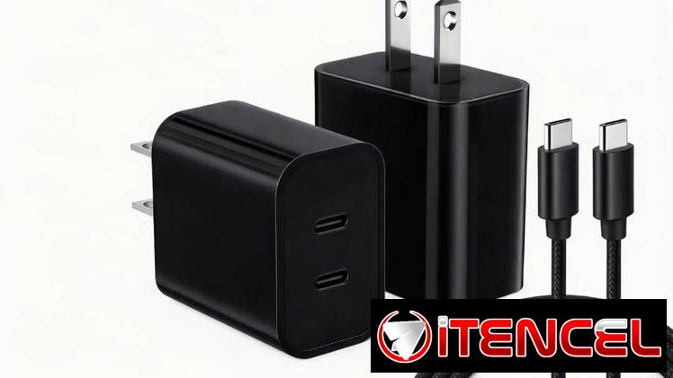 Cargador de carga rápida de 25 W con doble entrada tipo C