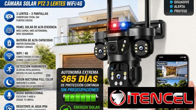Cámara de seguridad Solar/3 visores/15Mpx