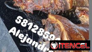 Comida criolla, puerco asado. Pierna asada , comida cubana