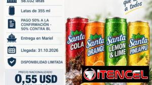 Refresco Santa en lata de 355 ml, contenedor mixto de 4 sabores · venta por contenedor