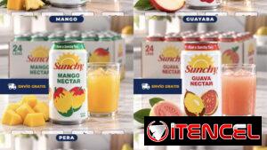 🔷 *Jugos Sunchy 334 ml, $20 usd x cajas de 24 latas ❗ Mango, Piña , Guayaba, Manzana, Plátano, Cóctel, Pera  🚗 domicil