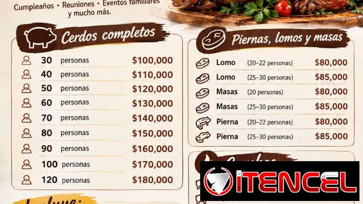 Combos de cerdo asado con líquidos y mensajería incluida