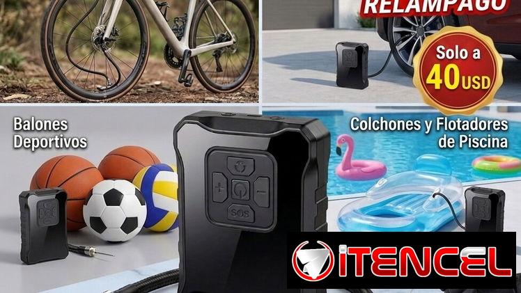 Compresor eléctrico portátil con pantalla digital