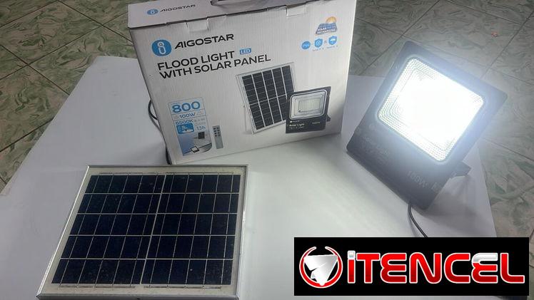 Lampara foco reflector solar 100w 800Lumen 2400mA DC3.2V 10Ah IP66 — foto 2