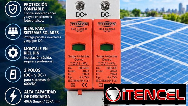 ⚡ Protector de Sobretensiones DC (SPD) 2P 600VDC 40kA (TOMZN) – 15 USD