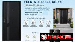 🚧 Puerta de Doble Cierre  📐 Medidas: 2100 x 960 x 70 mm 🏗️ Material: Metálica súper fuerte Estilo: Puerta de lujo 🚧