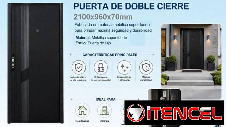 🚧 Puerta de Doble Cierre  📐 Medidas: 2100 x 960 x 70 mm 🏗️ Material: Metálica súper fuerte Estilo: Puerta de lujo 🚧 — foto 1