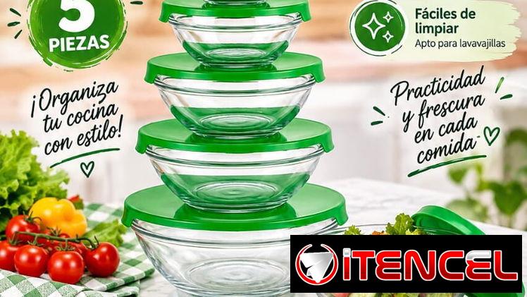 Set de posuelo de cristal con tapa 5 piezas