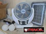 Ventilador recargable CLOUD venta por cantidad, con panel solar, luz y puerto USB