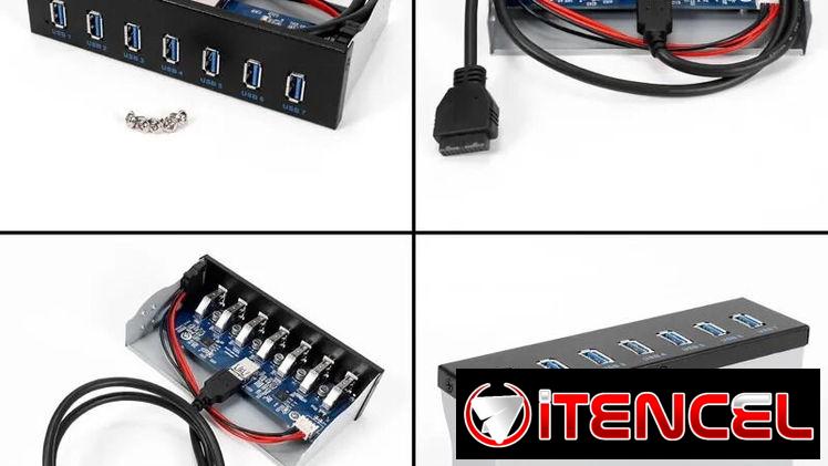 Panel frontal USB 3.0 de 7 puertos para PC
