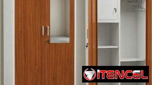 Closet Metálico con puertas de madera espejo y caja fuerte 210 usd Incluye transporte