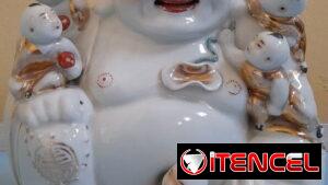 Buda de Porcelana China de 24 cm de alto Hecho en Jingdezhen, provincia de Jiangxi