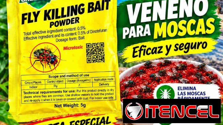 Veneno para moscas 100 % efectivo. Derribo instantáneo.