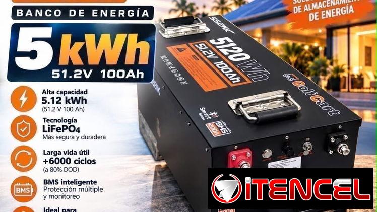 Batería de Litio LiFePO4 – Humsienk 5.12 kWh (5120 Wh)Precio 1400 USD con transporte incluido 🚗