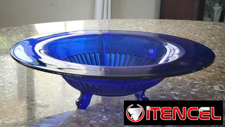 Frutero L.E. Smith Art Deco Ribbed Azul Cobalto (c. 1930) – Tel:5358 0956 – Vedado