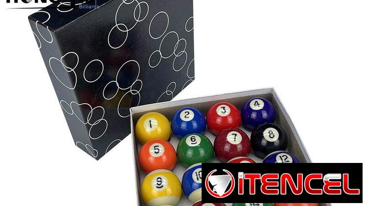 JUEGO COMPLETO DE BOLAS DE BILLAR ¨HONGJIE¨ DE 2-1/16 “(52,4mm)(BOLAS DE ENTRENAMIENTO Y PARA MESAS CHICAS)