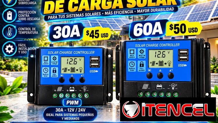 CONTROLADORES DE CARGA SOLAR PWM 🔥☀️sistemas solares de 12V y 24V. ✅ Pantalla LCD ✅ Protección ✅ Puertos USB📲53321047 — foto 2