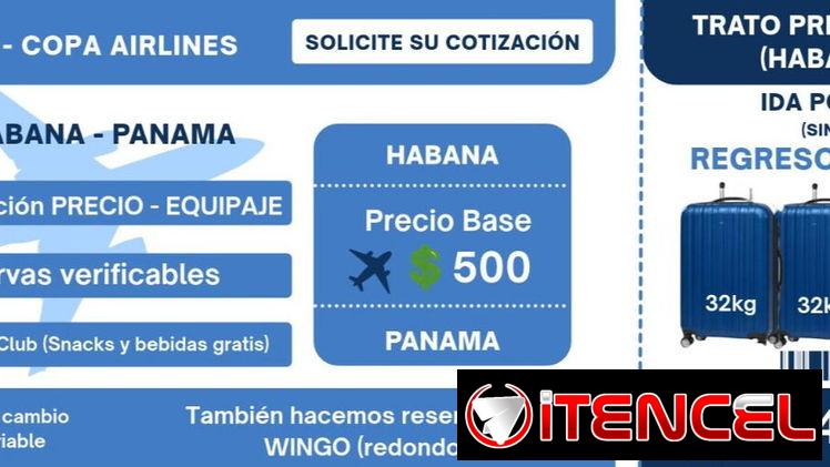 ✈️ Pasajes Habana Panamá 💲 A partir de 500 usd 🧳 2 maletas de 32kg