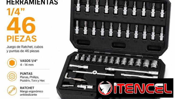 MALETIN HERRAMIENTAS HOTECHE 1/4 46 PIEZAS