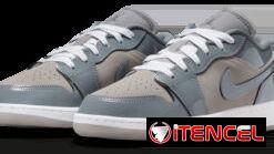 Zapatillas Air Jordan 1 Low en tonos grises con acabado brillante