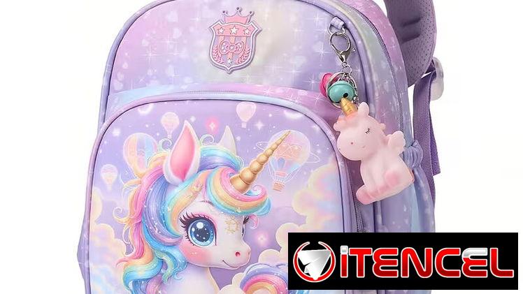 Mochila escolar con estampado de pony y unicornio, moderna para niña