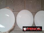 Juego de 6 platos llanos, 10.75 x 9.5 pulgadas, vidrio de ópalo templado, seguro para alimentos, blanco limpio, diseño c