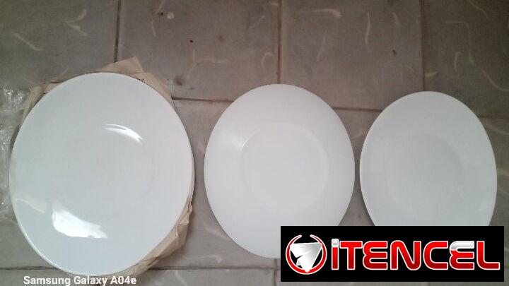 Juego de 6 platos llanos, 10.75 x 9.5 pulgadas, vidrio de ópalo templado, seguro para alimentos, blanco limpio, diseño c