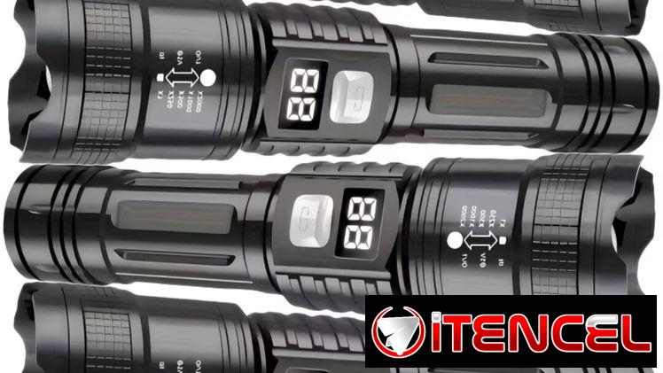 Linterna Táctica LED Recargable de Largo Alcance con Pantalla Digital
