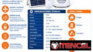 Ventilador Recargable De Mesa Con Panel Solar