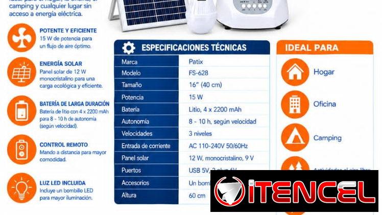 Ventilador Recargable De Mesa Con Panel Solar