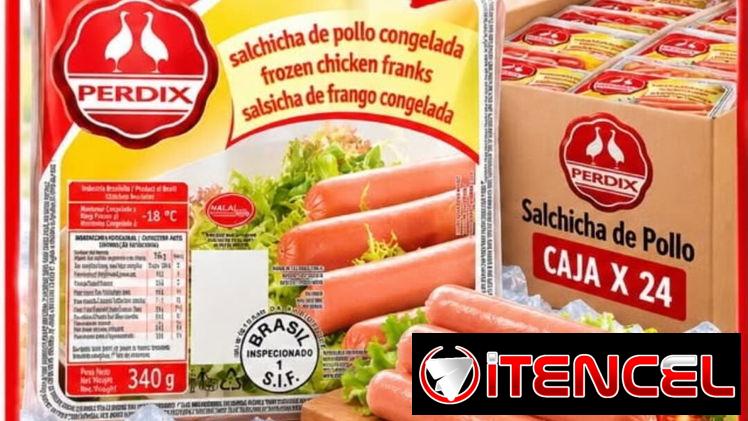 Contenedor de salchicha Perdix a 1.15 usd cajas por 24u Venta completa 📌 se le puede llevar al cliente hasta su negocio