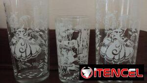Juego de 3 vasos decorativos antiguos