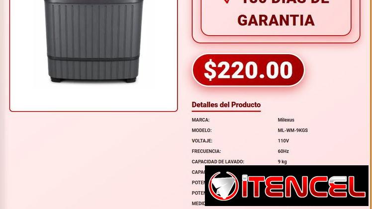 Lavadora Semiautomatica Milexus 9kg Doble Tina 110V Garantia VPT-0198