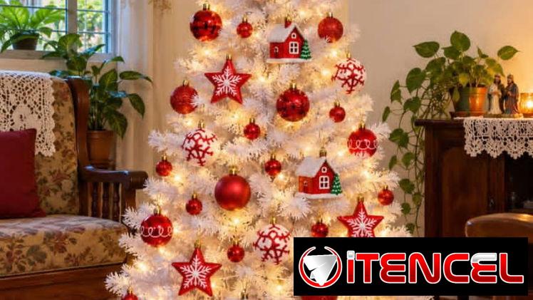 🚧 ARBOL DE NAVIDAD BLANCO DE 120 CM CON TODOS SUS ADORNOS Y 5 METROS DE LUCES  🚧