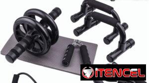 Kit de ejercicios rodillo abdominal barras push-up ejercitador suiza nuevo en caja 54321470