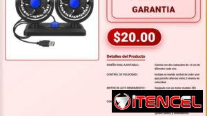 Mini Fan doble de 13 cm con conexión USB universal Mini ventilador USB 5V compatible con cargadores de coche VPT-0072