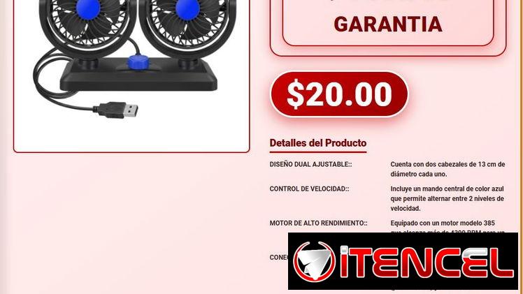 Mini Fan doble de 13 cm con conexión USB universal Mini ventilador USB 5V compatible con cargadores de coche VPT-0072