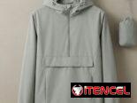 Chaqueta Cortavientos Gris con Capucha – Impermeable / Con Bolsillo (Nueva)