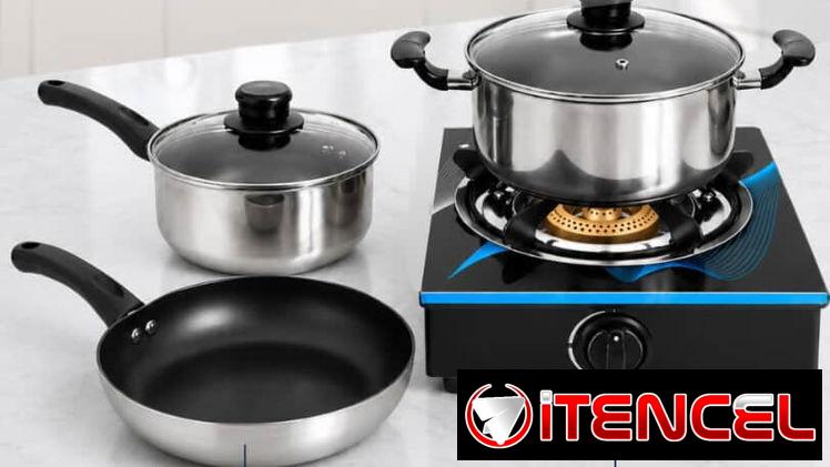 🍳 COMBO JUEGO DE CALDEROS + COCINA DE GAS VITROCERÁMICA