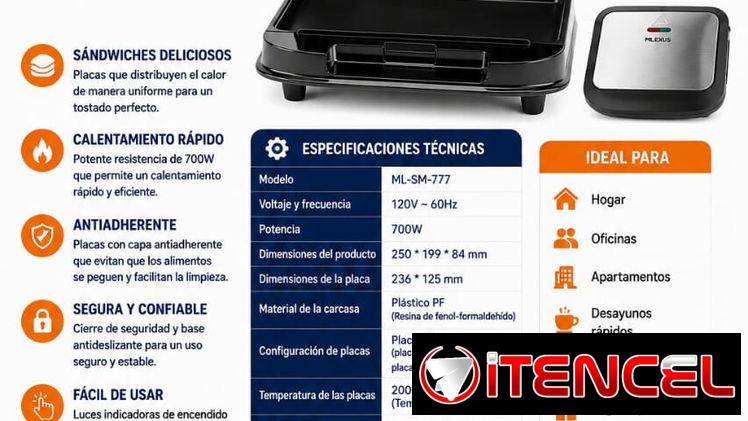 🥪🔥 ¡SANDWICHERA GRILL MILEXUS 700W! 🔥🥪