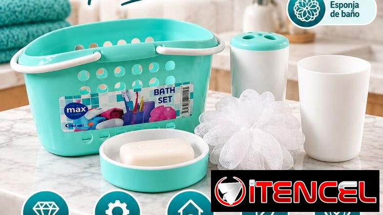 Set de baño Incluye: Esponja de baño Jabonera Porta cepillos Vaso Canasta organizadora en 3500 cup — foto 2